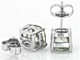 Prasiolite Rhodium Over Sterling Silver Stud Earring 3.96ctw