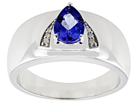 Tanzanite Rhodium Over Sterling Silver Ring 0.63ctw