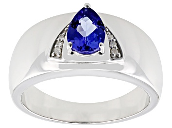 Picture of Blue Tanzanite Rhodium Over Sterling Silver Ring 0.63ctw