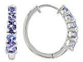 Blue Tanzanite Rhodium Over Sterling Silver Hoop Earrings 0.93ctw