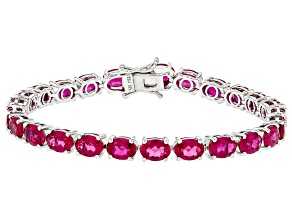 Red Lab Created Ruby Rhodium Over Sterling Silver Bracelet 25.40ctw