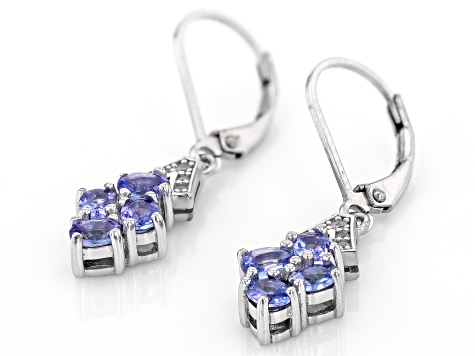 Blue Tanzanite Rhodium Over Sterling Silver Dangle Earrings 1.16ctw