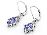 Blue Tanzanite Rhodium Over Sterling Silver Dangle Earrings 1.16ctw