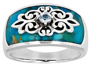 Blue Composite Turquoise Sterling Silver Ring 0.13ct