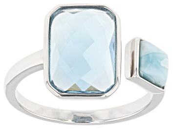 Picture of Sky Blue Topaz Rhodium Over Silver 2-Stone Ring 3.82ct