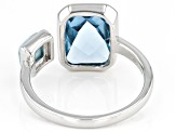 Sky Blue Topaz Rhodium Over Silver 2-Stone Ring 3.82ct