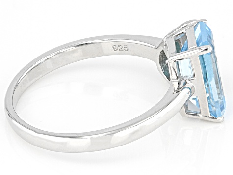 Sky Blue Topaz Rhodium Over Silver 2-Stone Ring 2.50ct