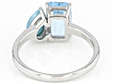 Sky Blue Topaz Rhodium Over Silver 2-Stone Ring 2.50ct