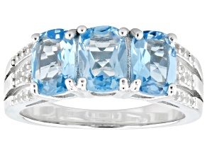 Swiss Blue Topaz Rhodium Over Sterling Silver Ring 2.50ctw