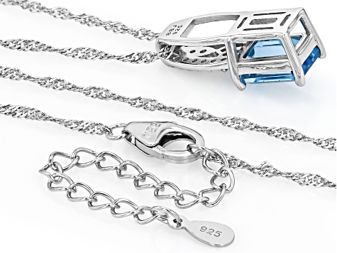 Swiss Blue Topaz Rhodium Over Sterling Silver Pendant With Chain ...