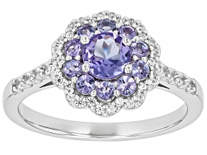 Blue Tanzanite Rhodium Over Sterling Silver Ring 1.05ctw