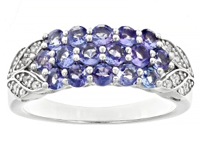 Blue Tanzanite Rhodium Over Sterling Silver Ring 1.01ctw