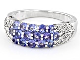 Blue Tanzanite Rhodium Over Sterling Silver Ring 1.01ctw