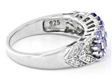 Blue Tanzanite Rhodium Over Sterling Silver Ring 1.01ctw