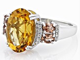 Yellow Citrine Rhodium Over Silver Ring 5.23ctw