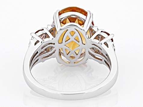 Yellow Citrine Rhodium Over Silver Ring 5.23ctw