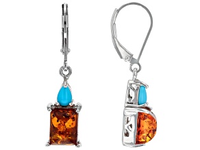 Amber Sterling Silver Dangle Earrings