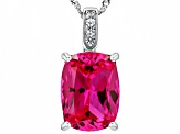 Pink Lab Created Sapphire Rhodium Over Sterling Silver Pendant With Chain 11.69ctw