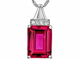 Pink Lab Created Sapphire Rhodium Over Sterling Silver Pendant With Chain 13.47ctw