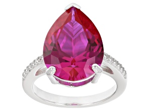 Pink Lab Created Sapphire Rhodium Over Sterling Silver Ring 10.05ctw