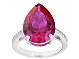 Pink Lab Created Sapphire Rhodium Over Sterling Silver Ring 10.05ctw