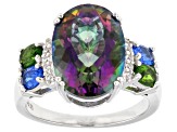 Multicolor Quartz Rhodium Over Silver Ring 5.26ctw