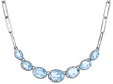 Sky Blue Topaz Rhodium Over Sterling Silver Paper Clip Necklace 6.93ctw