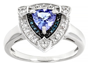 Blue Tanzanite Rhodium Over Sterling Silver Ring 0.96ctw