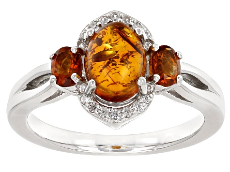 Amber Rhodium Over Silver Ring 0.41ctw