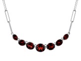 Red Garnet Rhodium Over Sterling Silver Paper Clip Necklace 6.81ctw