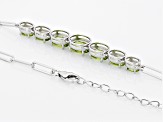 Green Peridot Rhodium Over Sterling Silver Paper Clip Necklace 5.60ctw