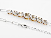Yellow Citrine Rhodium Over Sterling Silver Paper Clip Necklace 5.33ctw