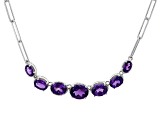 Purple Amethyst Rhodium Over Sterling Silver Paper Clip Necklace 5.54ctw