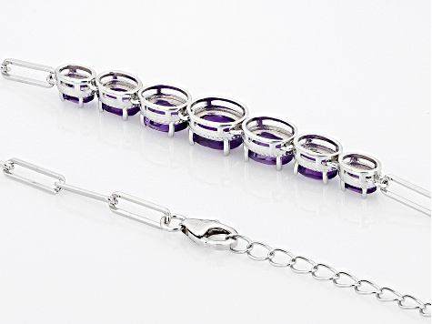 Purple Amethyst Rhodium Over Sterling Silver Paper Clip Necklace 5.54ctw