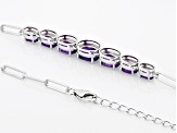 Purple Amethyst Rhodium Over Sterling Silver Paper Clip Necklace 5.54ctw