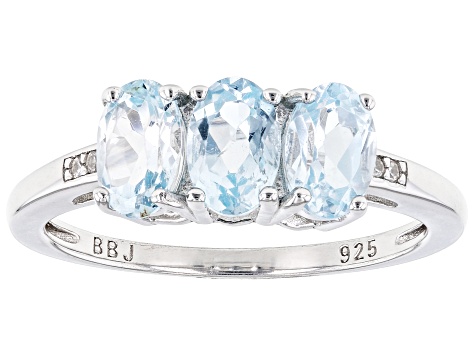 Sky Blue Topaz Rhodium Over Sterling Silver 3-Stone Ring 1.41ctw