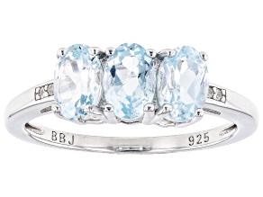 Blue Glacier Topaz™ Rhodium Over Sterling Silver 3-Stone Ring 1.41ctw