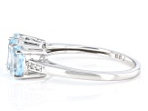 Sky Blue Topaz Rhodium Over Sterling Silver 3-Stone Ring 1.41ctw