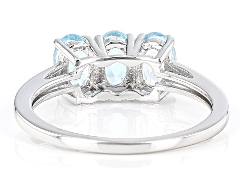Sky Blue Topaz Rhodium Over Sterling Silver 3-Stone Ring 1.41ctw