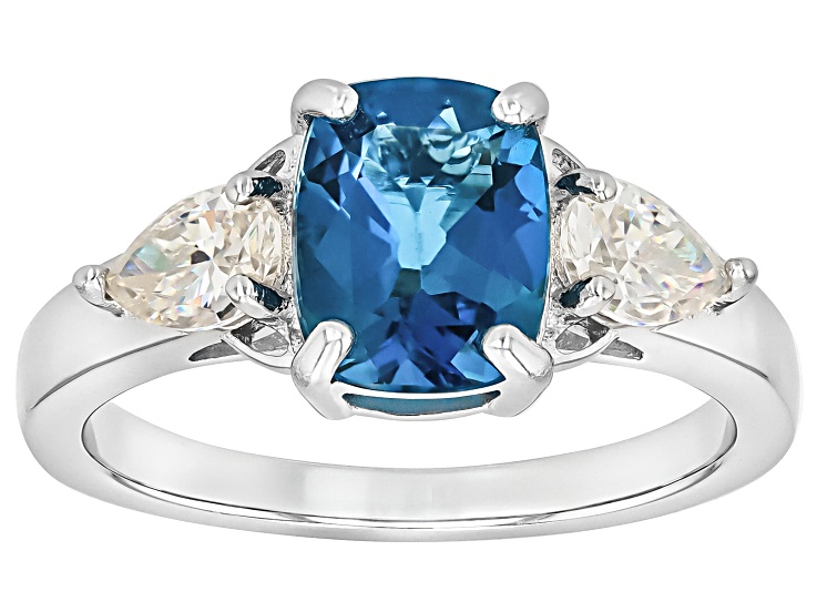 London Blue Topaz Rhodium Over Sterling Silver Ring 3.29ctw