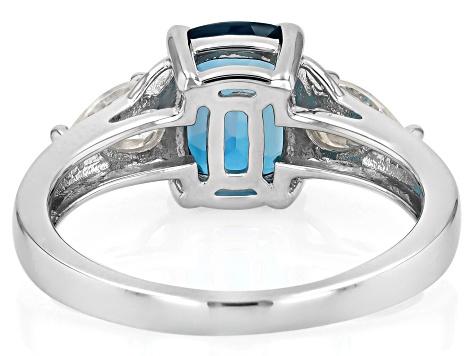 London Blue Topaz Rhodium Over Sterling Silver Ring 3.29ctw