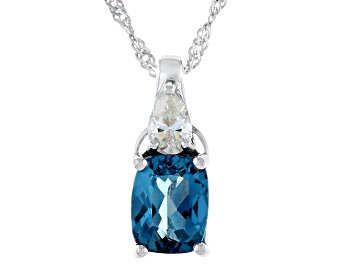 Picture of London Blue Topaz Rhodium Over Silver Pendant With Chain 2.79ctw