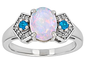 Ethiopian Opal Rhodium Over Sterling Silver Ring 0.97ctw