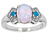 Ethiopian Opal Rhodium Over Sterling Silver Ring 0.97ctw