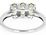 Green Peridot Rhodium Over Sterling Silver 3-Stone Ring 1.26ctw