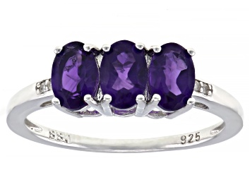 Picture of Purple Amethyst Rhodium Over Sterling Silver 3-Stone Ring 1.11ctw