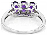 Purple Amethyst Rhodium Over Sterling Silver 3-Stone Ring 1.11ctw