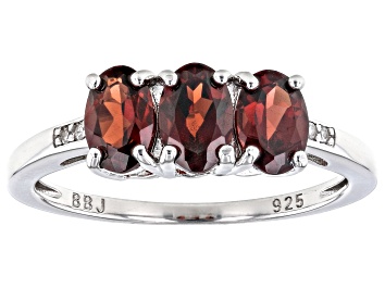 Picture of Red Garnet Rhodium Over Sterling Silver 3-Stone Ring 2.48ctw