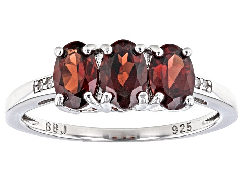 Red Garnet Rhodium Over Sterling Silver 3-Stone Ring 2.48ctw