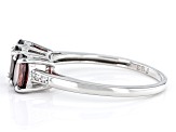 Red Garnet Rhodium Over Sterling Silver 3-Stone Ring 2.48ctw